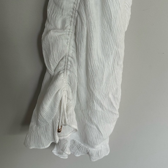 Selfie Leslie Whote Sz S Spaghetti strap fitted midi dress cinch sides - Picture 7 of 7